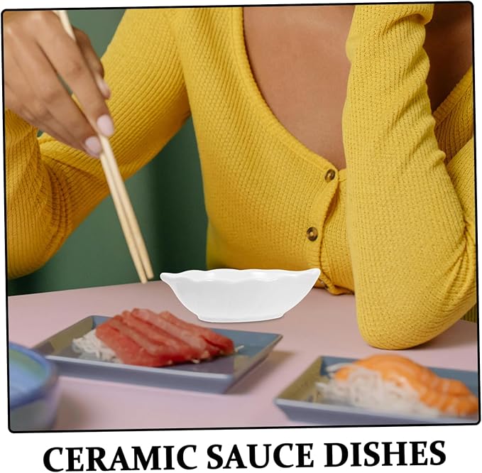 Square Ceramic Dipping Bowls Set of 4 Multi-Purpose Soy Sauce Appetizer Plates for Sushi Ketchup Olive Oil and Seasoning