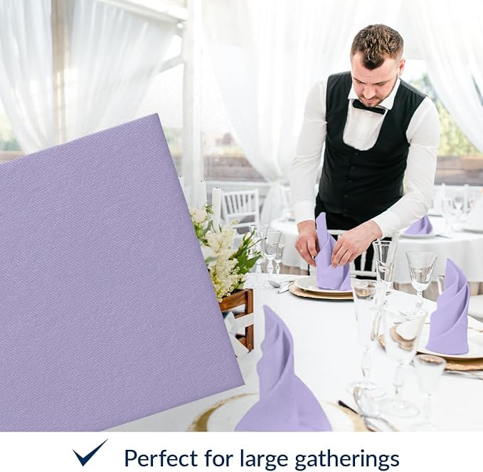 PAW - 50 Pieces Linen-Feel Paper Napkins 16" x 16", Disposable Cloth-Like Napkins Gold, Violet Dinner Napkins for Party, Wedding, Christmas