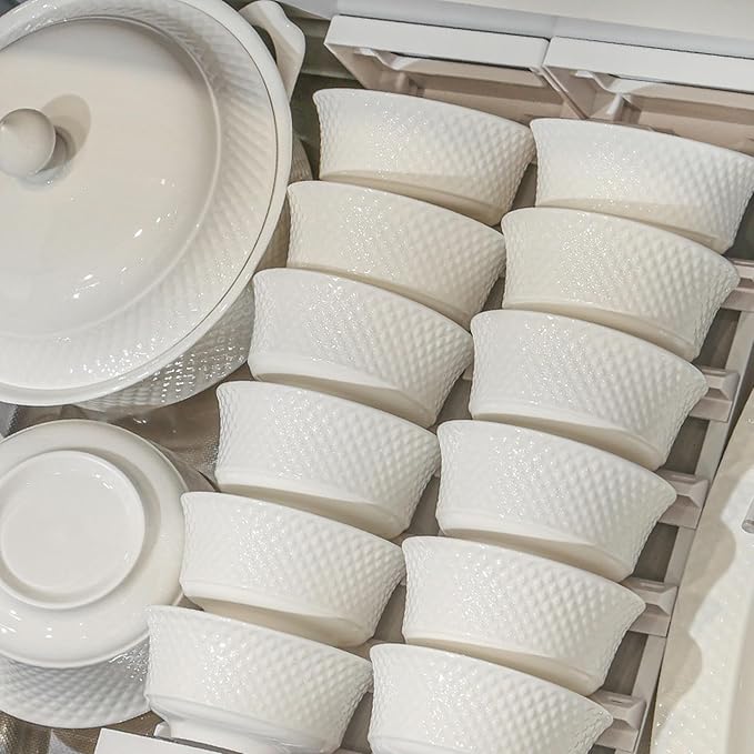 Ceramic household underglaze dishes Nordic household pure white tableware-10 pieces for 2 people [ box]