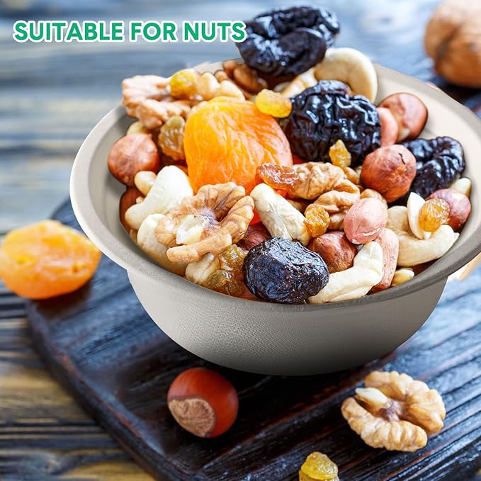 300 Pack Disposable Paper Bowls Quality White Bowls Small Sugar Cane Fibers Party for Ice Cream Fruits Salad Soup Hot or Cold Use Catering Picnics Camping and Restaurant Supplies(12 oz)