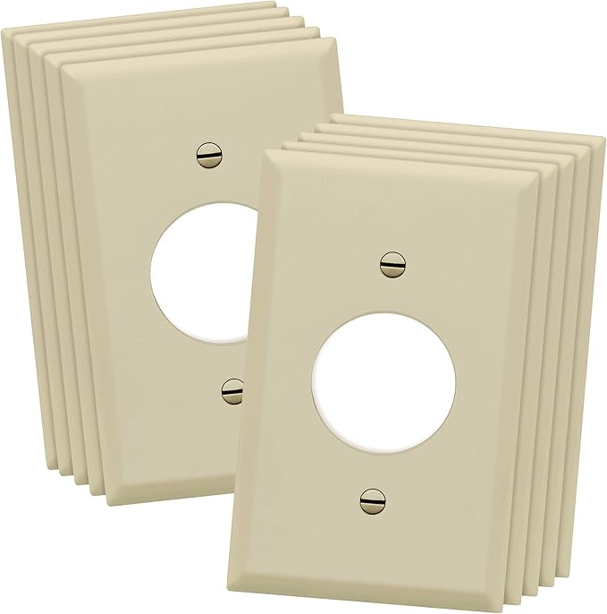 ENERLITES 1.406" Hole Single Receptacle Outlet Wall Plate, Size 1-Gang 4.50" x 2.76", Polycarbonate Thermoplastic, 8851-I-10PCS, Ivory (10 Pack)