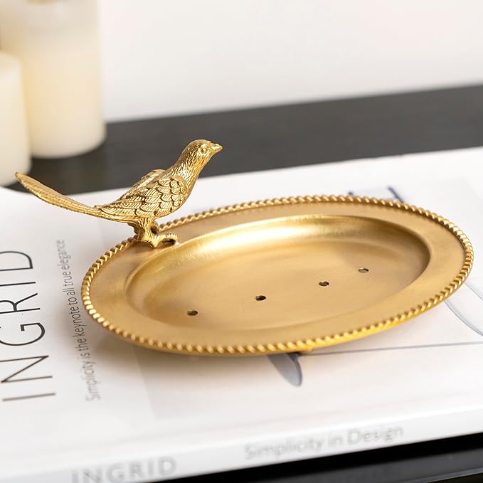 Bird Brass Jewelry Dish Tray,Gold Decorative Ring and Trinket Holder-Decorative Trinket Dish for Rings Earrings Necklaces Bracelet Watch Keys, Birthday Mother's Day Christmas Gift for Women
