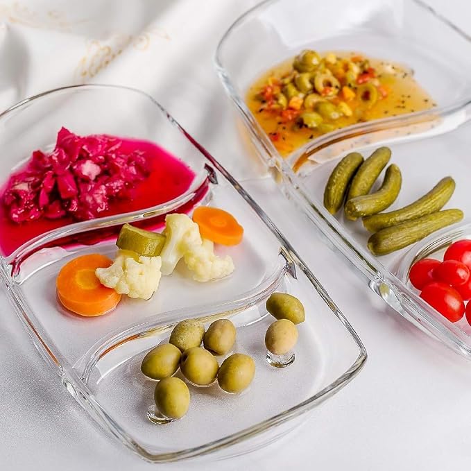 Prima Oblong 14.5" Glass Tray 3 Section