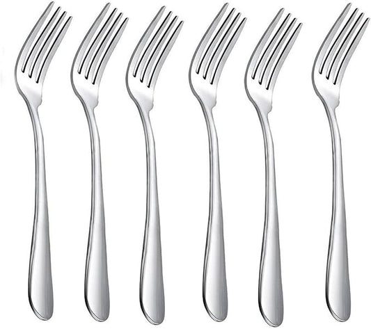 HornTide 6-Piece Dinner Forks Set 4 Tines Table Fork Flatware Stainless Steel Mirror Polishing 7-Inch 18cm