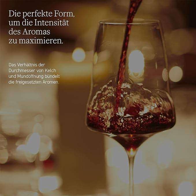 Josephinenhütte® JOSEPHINE N° 2 Wine Glasses [THE GLASS FOR CONNOISSEURS] – handcrafted & mouth-blown – set of 2 for medium-bodied white, rosé, and red wine – functional design for intense aroma