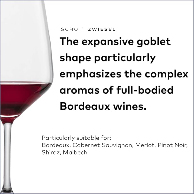 SCHOTT ZWIESEL Tulip Bordeaux Red Wine Glass (Set of 4), Bordeaux Glasses for Red Wine, Dishwasher-Safe Tritan Crystal Glasses, Made in Germany (22 Ounce)