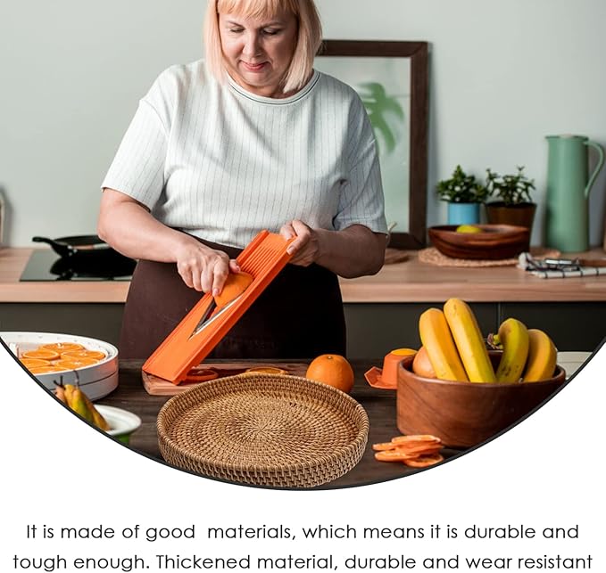 DOITOOL Stackable Rattan Serving Tray Multi-Function Woven Fruit Plate for Snacks Desserts and Coffee Storage for Home Decor and Entertaining