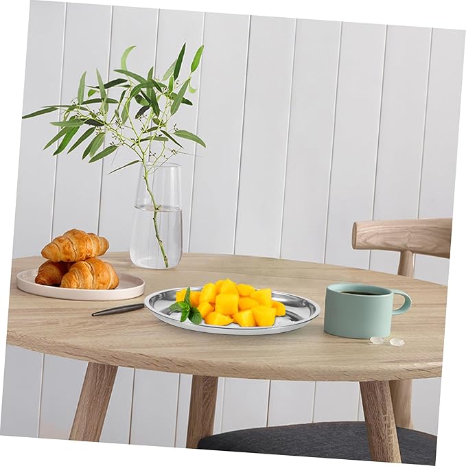STOBAZA 1pc Stainless Steel Oval Snack Plate for Desserts Pastries and Appetizers Serving Tray for Home Dining Rooms Restaurants and Cafes