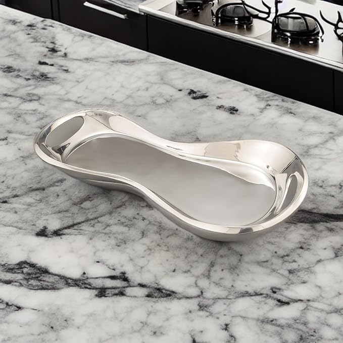 Nambé Morphik Handled Tray – 18-Inch Decorative Serving Tray with Raised Edge & Dual Handles – Modern Alloy Serveware for Dining, Entertaining, or Chilled & Heated Food Presentation