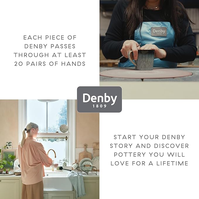 Denby - Elements Sorbet Pink Dinner Set For 1-4 Piece Ceramic Tableware - Dishwasher Microwave Safe Crockery Single Place Setting - 1 x Dinner Plate, 1 x Small Plate, 1 x Cereal Bowl, 1 x Coffee Mug