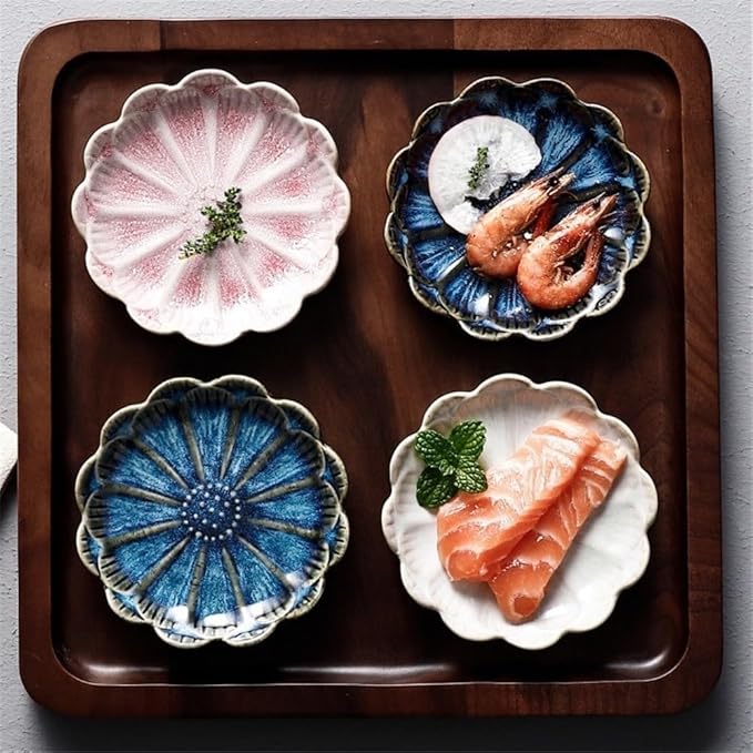 Appetizer Plates Ceramic Plate Retro Kiln Glaze Multi-purpose Storage Tray Dipping Sashimi Sushi Soy Dishes for Condiment