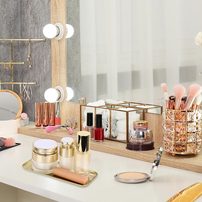 Vesici 12 Pcs 7.87 x 3.35 inches Small Gold Tray Bulk, Stainless Steel Rectangle Serving Trays Trinket Decorative Bathroom Tray for Vanity Jewelry Makeup Towel, Dish Plate Tea Fruit Storage Platter
