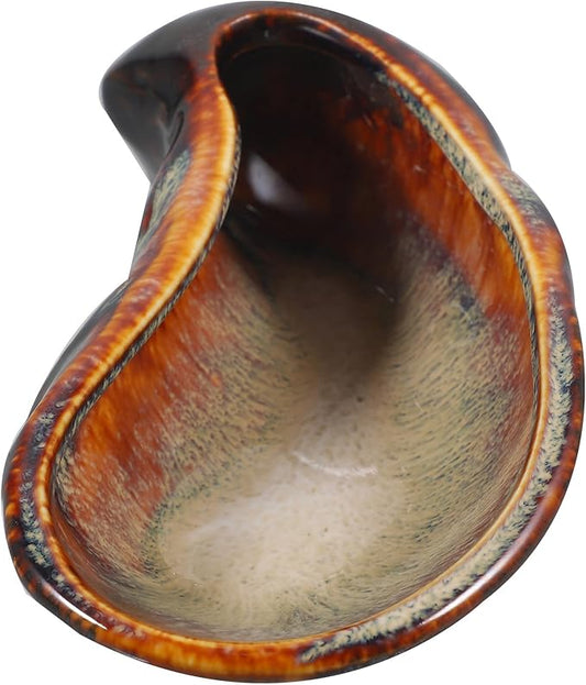 BESPORTBLE Ceramic Oyster Serving Dish Vintage Glazed Food Plate Small Appetizer Tray for Seafood and Asian Dining Tableware