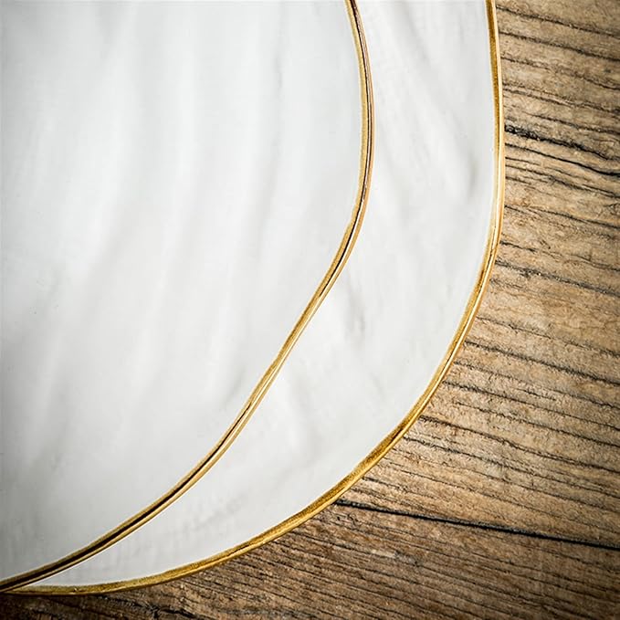Dinner Plates Set Serving Plate Breakfast Plate Retro Cloth Pattern Large Plate Household Ceramic Plate Irregular Western Plate American Tableware Kitchen Salad Bowl