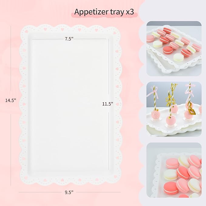 NWK 5 Piece Cake Stand Set with 2 x Large 3-Tier Cupcake Stands, 3 x Appetizer Trays, for Wedding Birthday Baby Shower Tea Party Decorations (Gold)