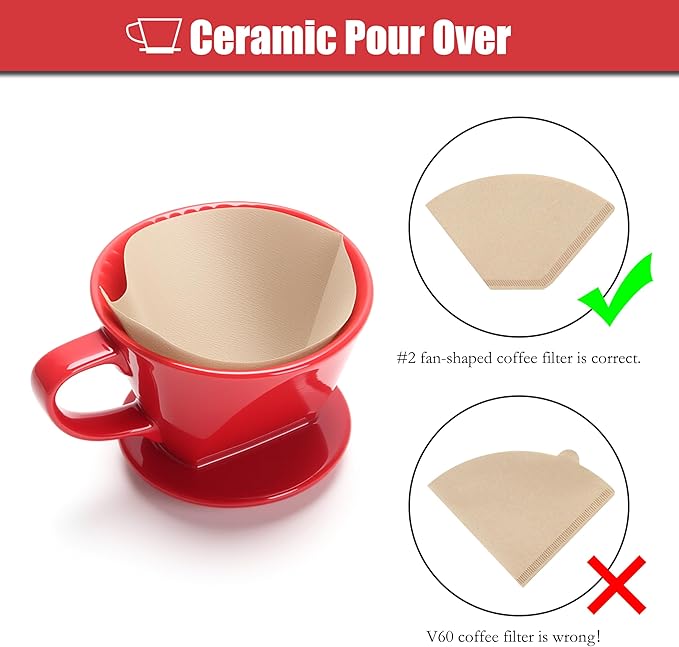 Pour Over Coffee Dripper, Single Red Ceramic Pour Over, Medium Pour Over Coffee with 3 Holes