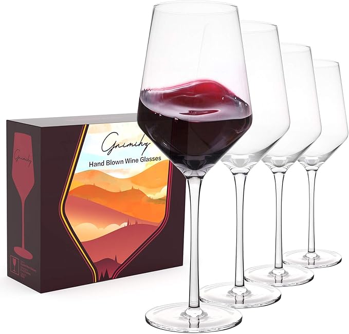 Wine Glasses Set of 4-15oz Wine Glass, Hand Blown Crystal Red Wine or White Wine Glass, Gifts for Women, Men, Wedding, Anniversary, Christmas, Birthday, Gift Packaging for Any Occasion