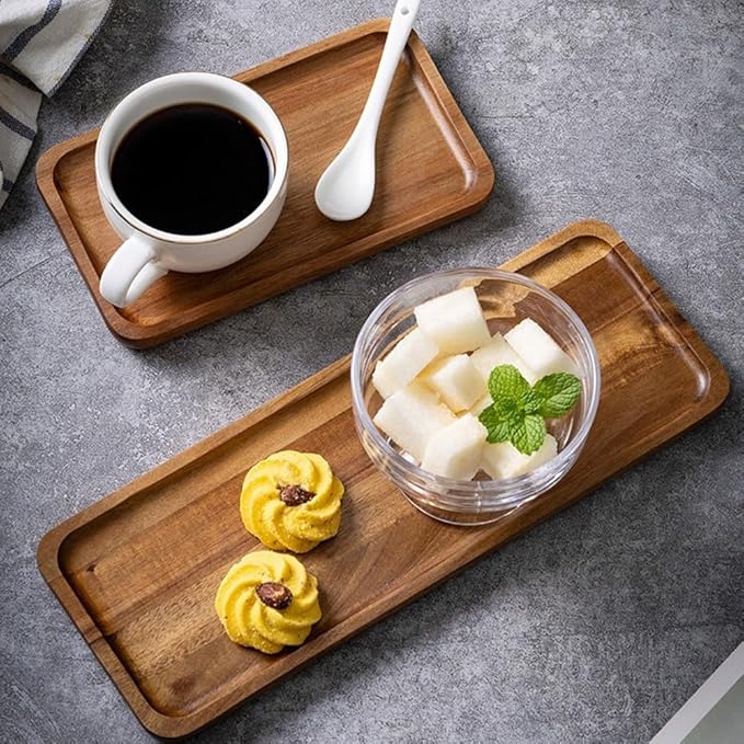 Rectangular Wooden Tray For Serving For Tea Coffee And Desserts With Minimalist Japanese Style And Easy To Clean Wood For Various Settings(TP01（Large）)