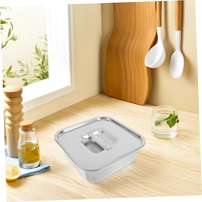 GLEAVI Versatile Round Serving Trays Stainless Steel Square Plate Easy Clean Design for Snacks