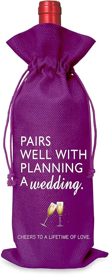 Wine Bag Wedding Gift for Mr and Mrs - Engagement Gift J14-Purple