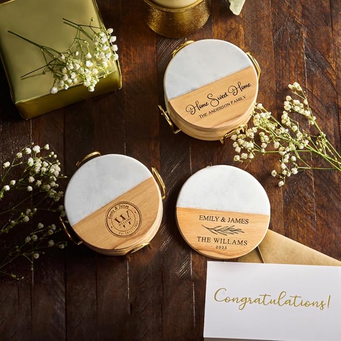 Custom Coasters Set of 4, Personalized Housewarming Gift, Engraved Gifts for New Home, New House Gifts for Couple
