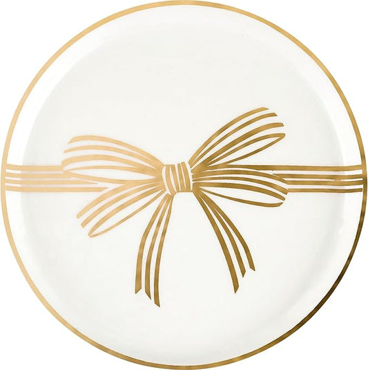 THINGS REMEMBERED Set of 4 Gold Bow Appetizer Plates