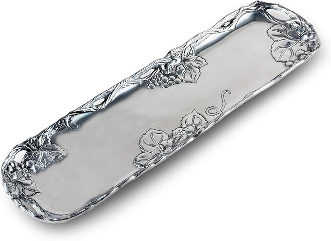 Arthur Court Designs Aluminum Metal Grape Vineyard Oblong Tray Heavy Vineyard Serving Platter 18 inch x 5.25 inch