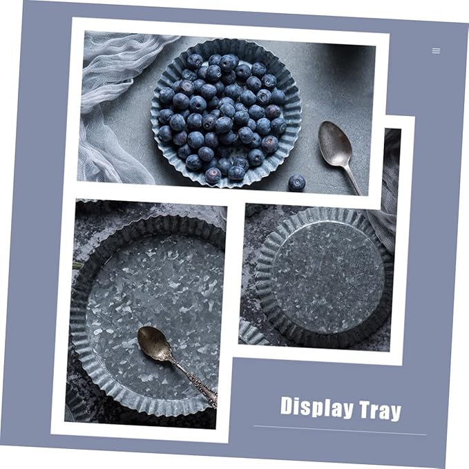 Galvanized Metal Serving Tray Rustic Farmhouse Decor Large Vintage Iron Plate for Food Fruit Appetizers Decorative Table Centerpiece for Home Office Weddings Parties