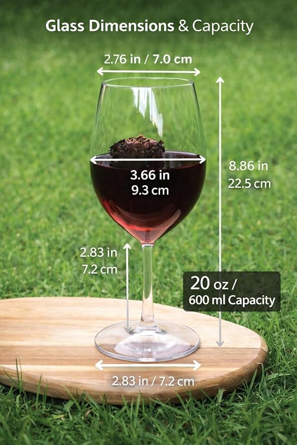Unbreakable Stemmed Wine Glasses, 20 oz Large (Set of 2) – Shatterproof Tritan Plastic Goblets, BPA-Free & Dishwasher Safe, Elegant Wine Glasses for Indoor & Outdoor Use