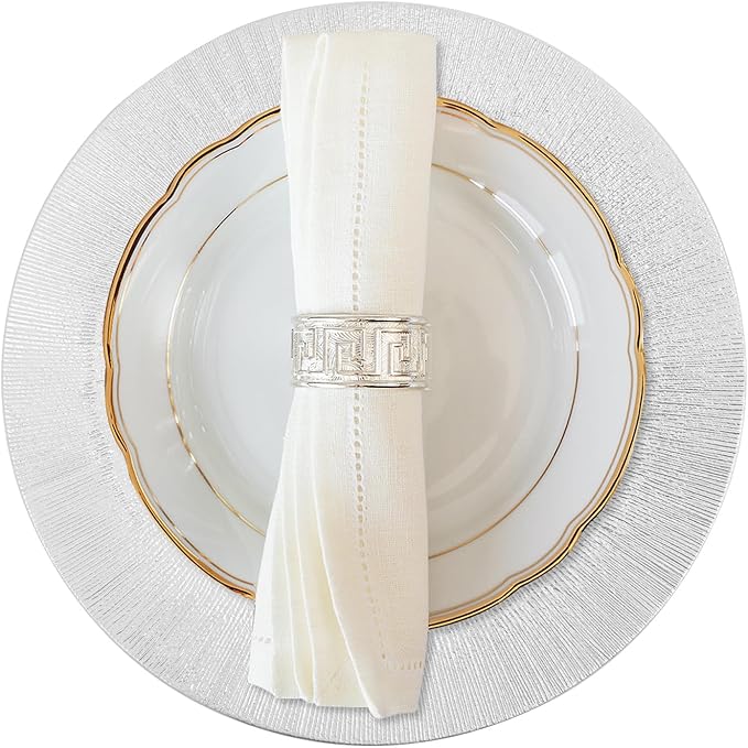 Sliver Plastic Charger Plates Set of 100, 13” Reusable Party Chargers for Dinner Plates, Elegant Round Service Plate Chargers Bulk Decorative for Wedding, Catering Table Decor