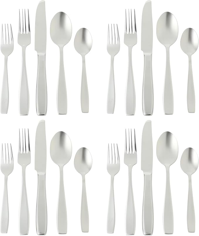 Gibson Home Castleford Flatware Utsensil Set, 20-Piece Stainless Steel Silverware Service for 4 – Modern Polished Finish