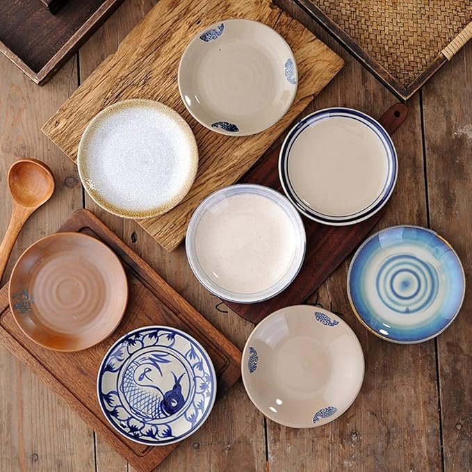 Dipping Sauce Bowls Appetizer Bowls Table Ceramic Blue Color Shallow Plate Cake Snack Snack Plate Snack Fruit Plate Household Garbage Plate Spit Bone Slag Plate Ceramic Dip Bowls Dipping Sauce Bowls