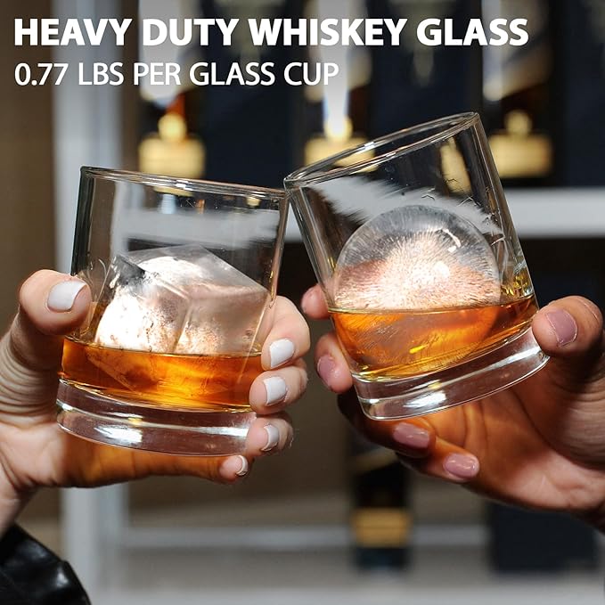RÉΑLWÁY Whiskey Glasses Set of 6, 10 Oz Old Fashioned Glass Cocktail Glasses, Lowball Glasses Tumbler, Clear Glass Cups for Bourbon Whiskey Scotch Rum Juice, Whiskey Gifts for Men