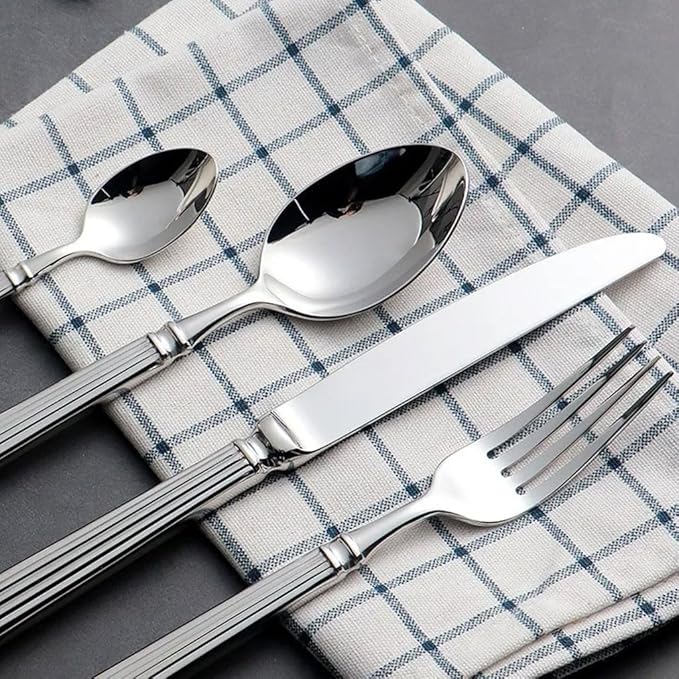Exquisite Western food tableware set home stainless steel knife fork and spoon kitchen flatware creative silverware set Practical