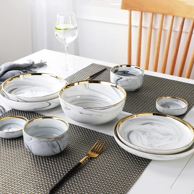 Ceramic Dinnerware Set 26 Piece Dinner Plate Sets Service for 6 Penh Tableware Plates Ceramic Dish Set Ideal As A Gift for Your Family