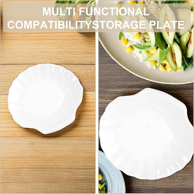 UPKOCH 4Pcs Ceramic Shell Plate Scallop Sea Shell Dinner Plates Dessert Appetizer Salad Dishes Sushi Serving Platter 4inch