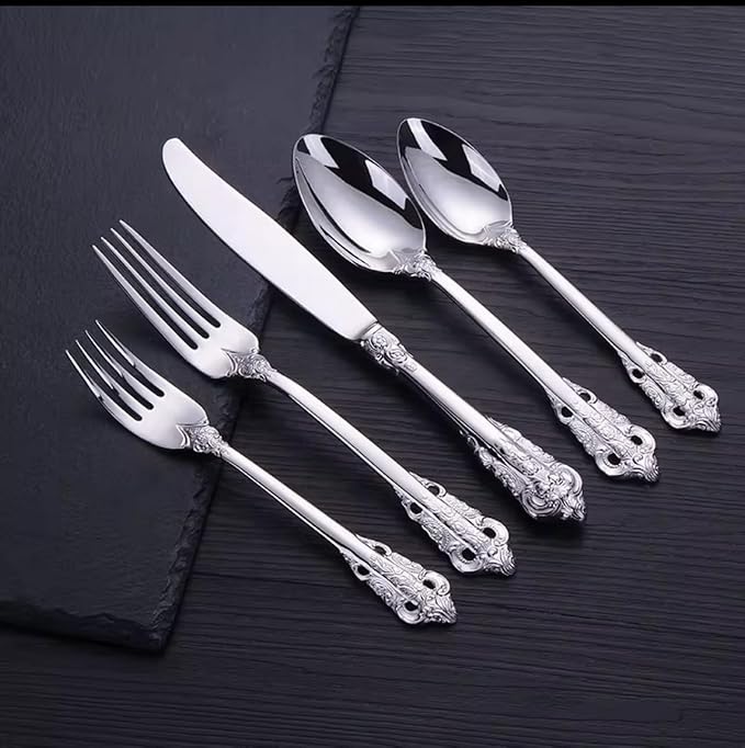 Royal 30-Piece Silverware Set for 6, 304 Stainless Steel Flatware Set, Mirror Polished Modern Cutlery, Dishwasher Safe Elegant Tableware)