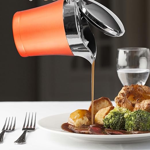 OVENTE Stainless Steel Gravy Boat with Hinged Lid, 14Oz Insulated Sauce Jug for Serving Cream, Salad Dressing or Syrup at Thanksgiving, Christmas, Holidays, Family Dinner and Parties, Copper GB4541CO