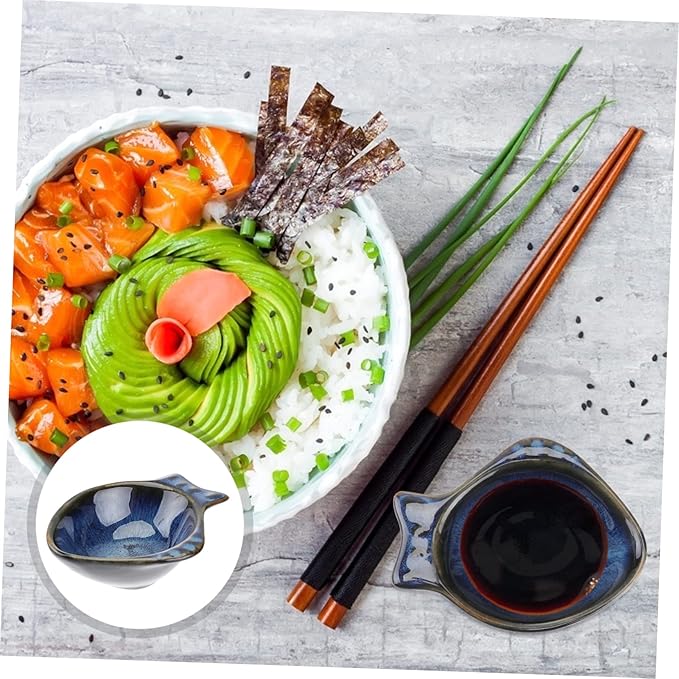 Unique Japanese Fish Plates Ceramic Condiment Dish Dipping Sauce Bowl for Appetizers Seasoning Boys and Girls Families