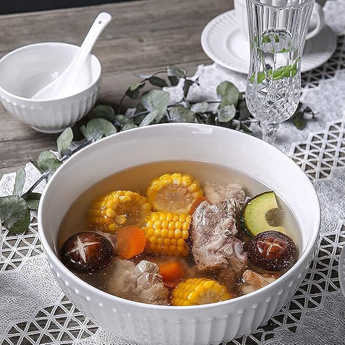 Dinnerware Sets Dish Set,19 Pcssporcelain Tableware Set with Plates and Bowls,White Ceramic Dinner Set,Microwave and Dishwasher Safe