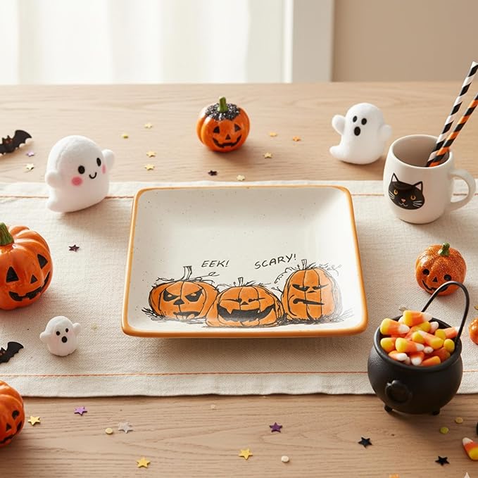 Blue Sky Clayworks Pumpkin Ink Appetizer Plate, 5.02" L, Set of 4