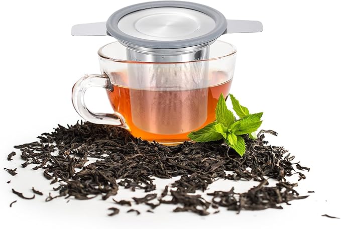 uxcell Tea Infuser Filter, Stainless Steel Tea Strainer, Loose Tea Steeper, Tea Ball with Chain for Loose Leaf Tea, Extra Large