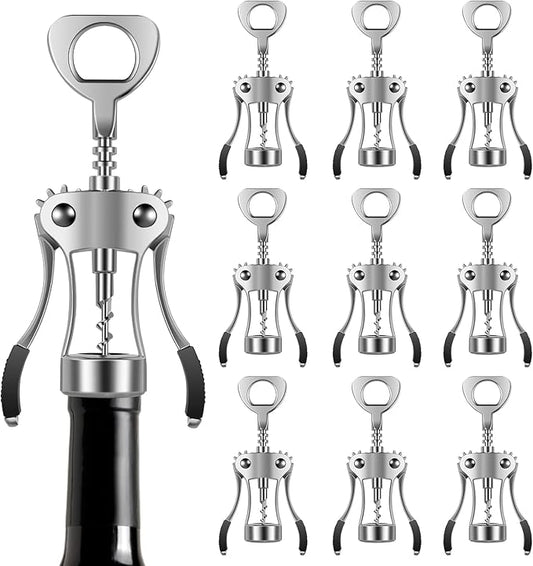 10PCS Wine Bottle Opener Stainless Steel Beer Bottle Opener Corkscrew Wine Opener Wine Corkscrew Manual Wing Corkscrew Elegant Wine Opener Tool