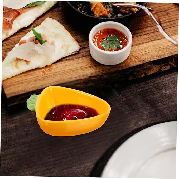 Ciieeo Carrot Shaped Ceramic Sauce Plate Multi-use Plate Dipping Bowl Soy Sauce Vinegar Mustard Dish