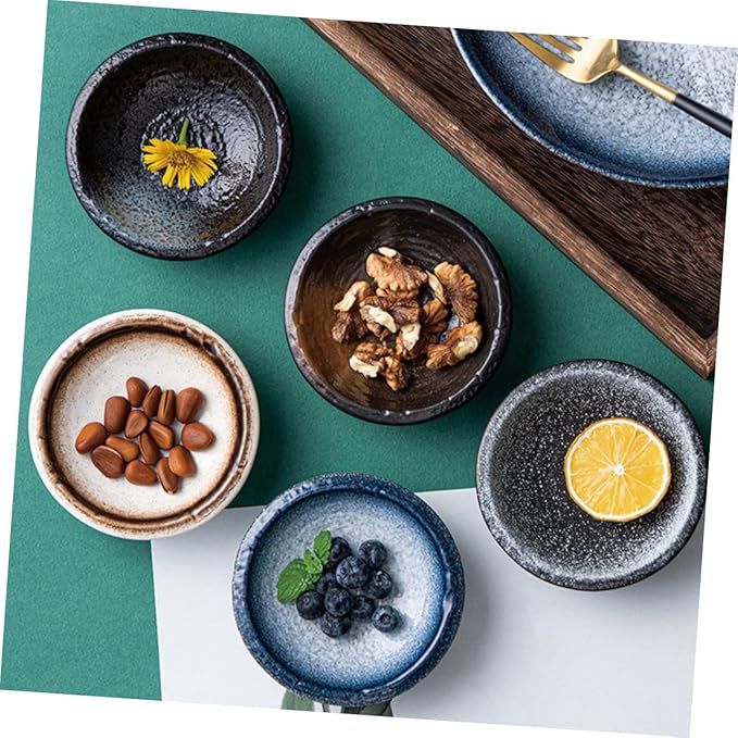5pcs Ceramic Dipping Plates Soy Sauce Dishes Condiment Bowls Appetizer Bowl Sauce Dish Kitchen Supply