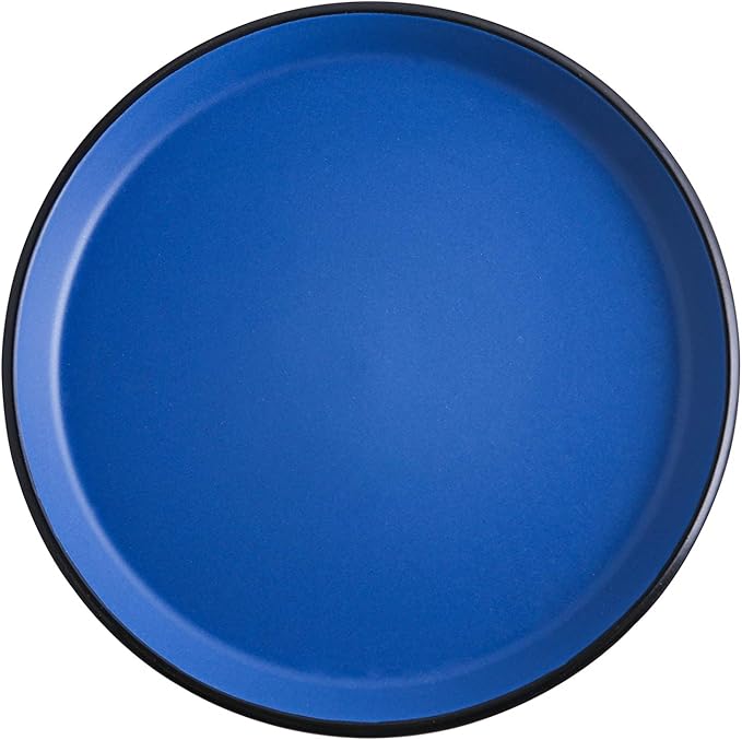 Stone Lain Albie Stoneware 32-Piece Modern Dinnerware Set, Kitchen Plates and Bowls Sets, Service for 8, Blue and Black, Microwave & Dishwasher Safe