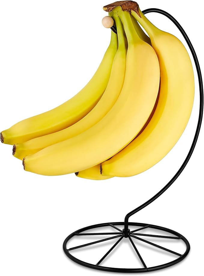 Homeries Banana Holder Modern Rack Hanger Tree Stand Hook for Kitchen Countertop. Satin Nickel Banana Holder Keeper Stand (Matt Black)