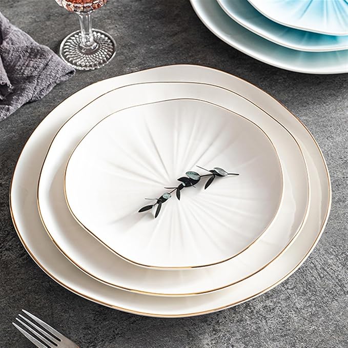 SONGCHAO Party Supplies Creative Gradient Ceramic Plate Dinner Plate Household Dessert Plate Salad Plate Fruit Plate Simple Dinner Plate Party Plates (Color : A, Size : 002)