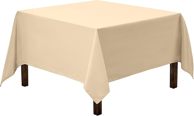 Gee Di Moda Square Tablecloth - 85 x 85 Inch Beige Table Cloth for Large Square or Round Tables - Heavy Duty Washable Fabric - for Buffet Table, Holiday Party, Dinner, Wedding & Baby Shower