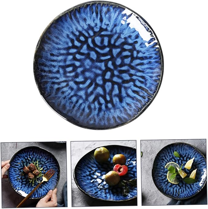 Ciieeo 1pc Vintage Looking Ceramic Plate Stylish Western Food Serving Great for Everyday Meals Banquets Celebrations